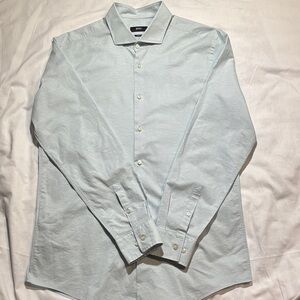 Hugo Boss Light Blue Cotton Men's Shirt Size 17.5 EUC